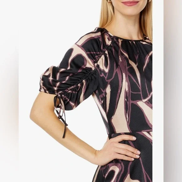 Ted Baker Gilliaa Printed Mini Fit-and-Flare with Puff Sleeve - Picture 2 of 3